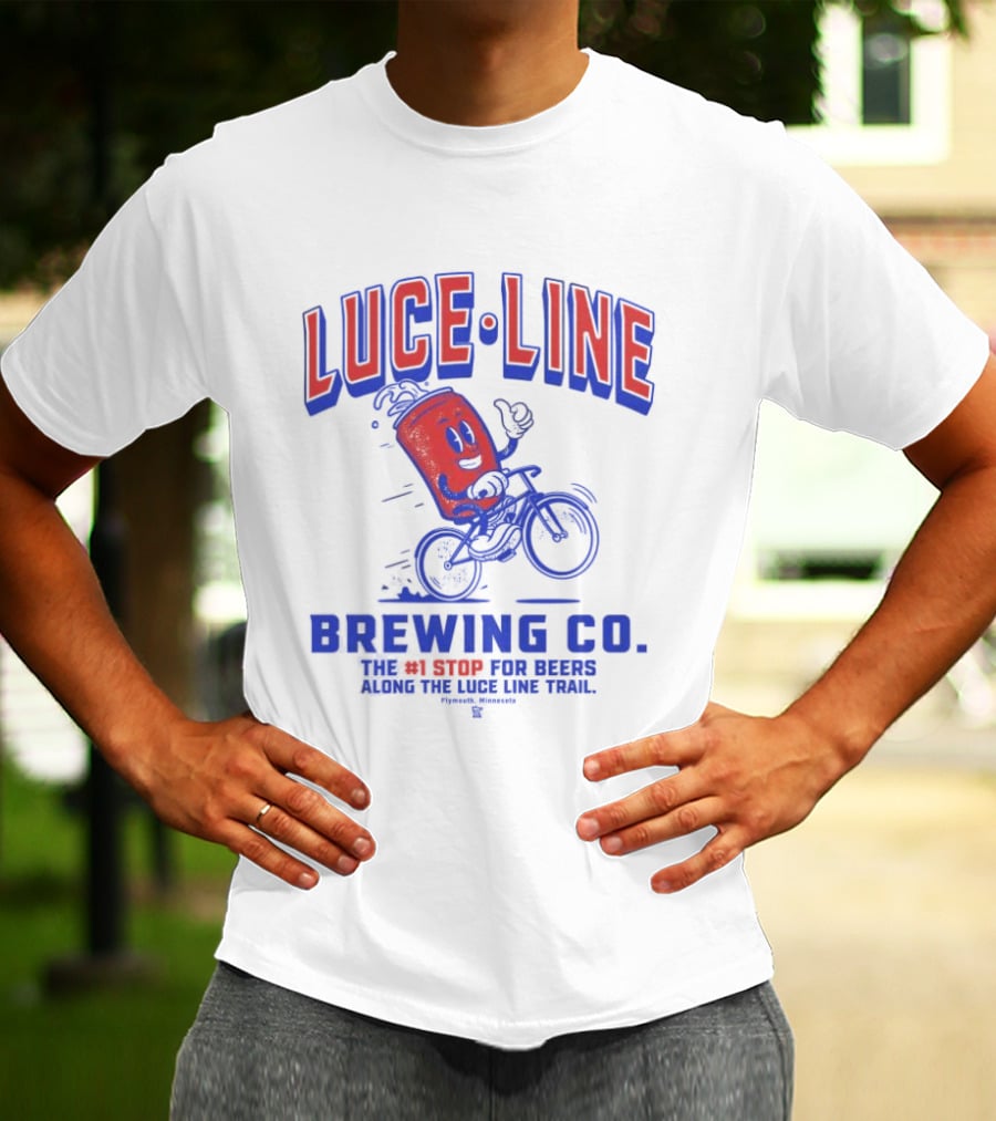 Luce Line Brewing Co The 1 Stop For Beers Along The Luce Line Trail Featuring Cycling Can T-Shirt