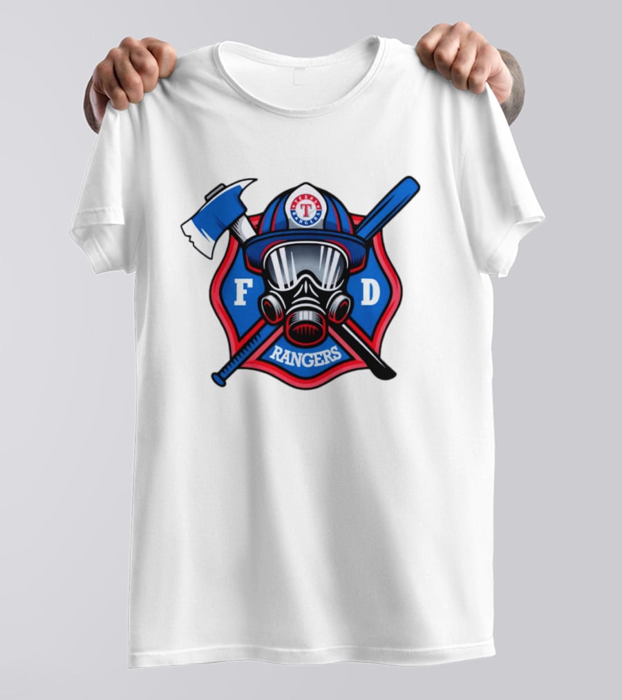 Texas Rangers Firefighter Spirit FD Rangers Ax And Bat T-Shirt