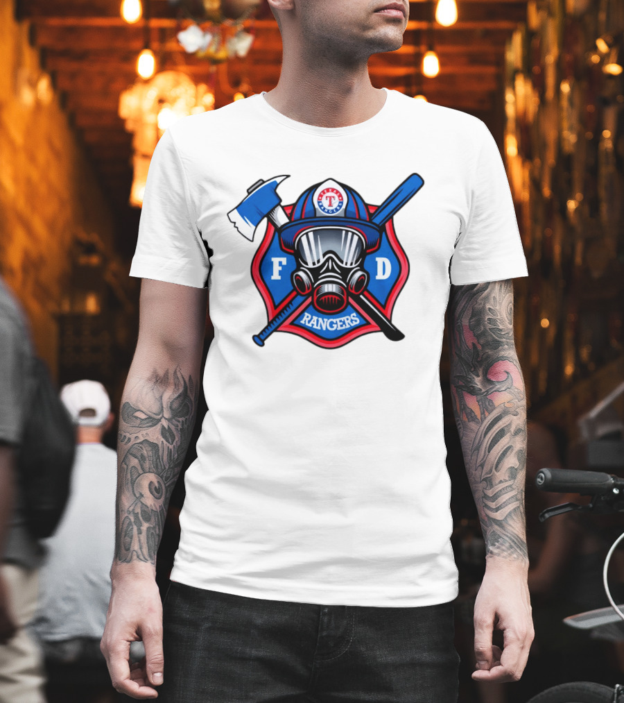 Texas Rangers Firefighter Spirit FD Rangers Ax And Bat T-Shirt