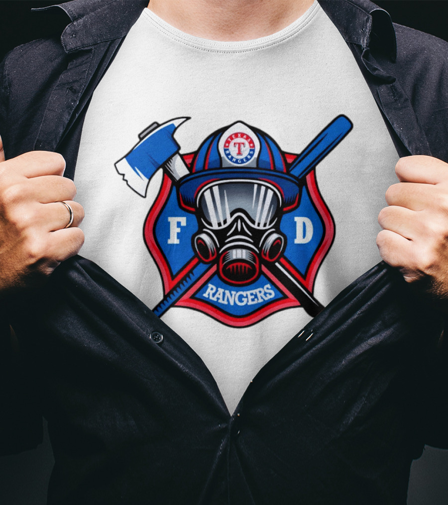 Texas Rangers Firefighter Spirit FD Rangers Ax And Bat T-Shirt