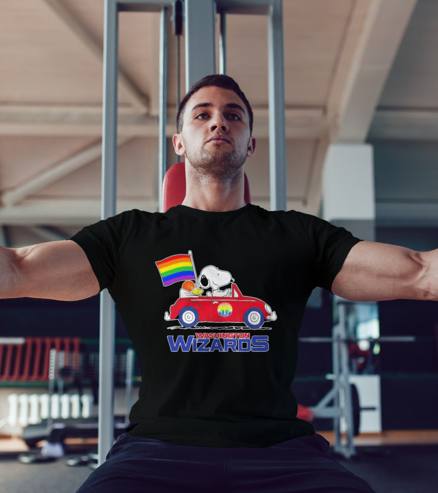 Washington Wizards Snoopy Woodstock Rainbow Pride Car T-Shirt