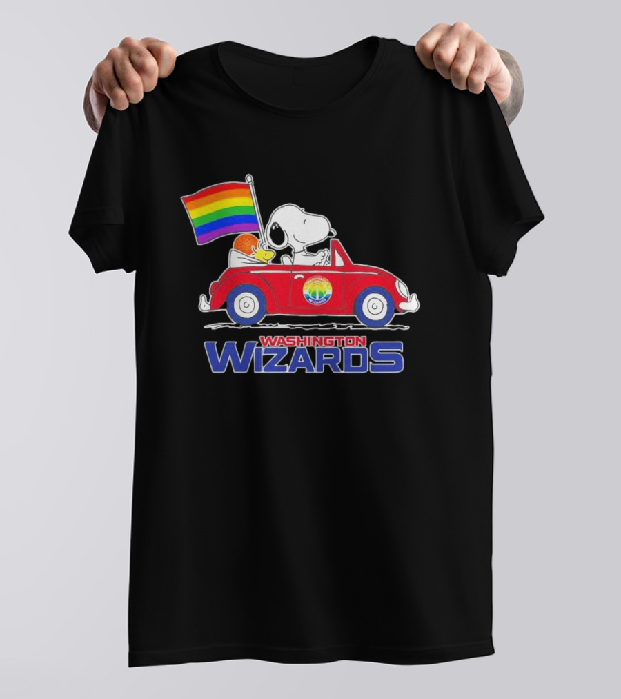 Washington Wizards Snoopy Woodstock Rainbow Pride Car T-Shirt