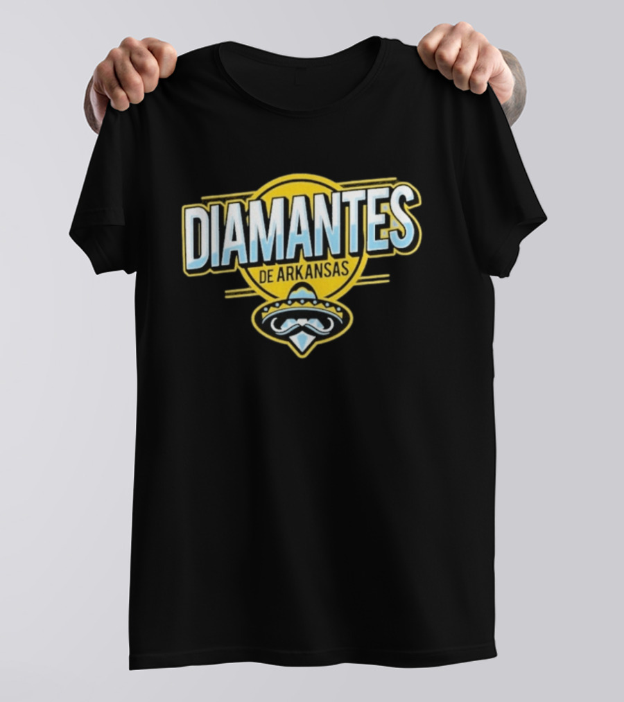 Diamantes De Arkansas Travelers Baseball Team Mustache T-Shirt
