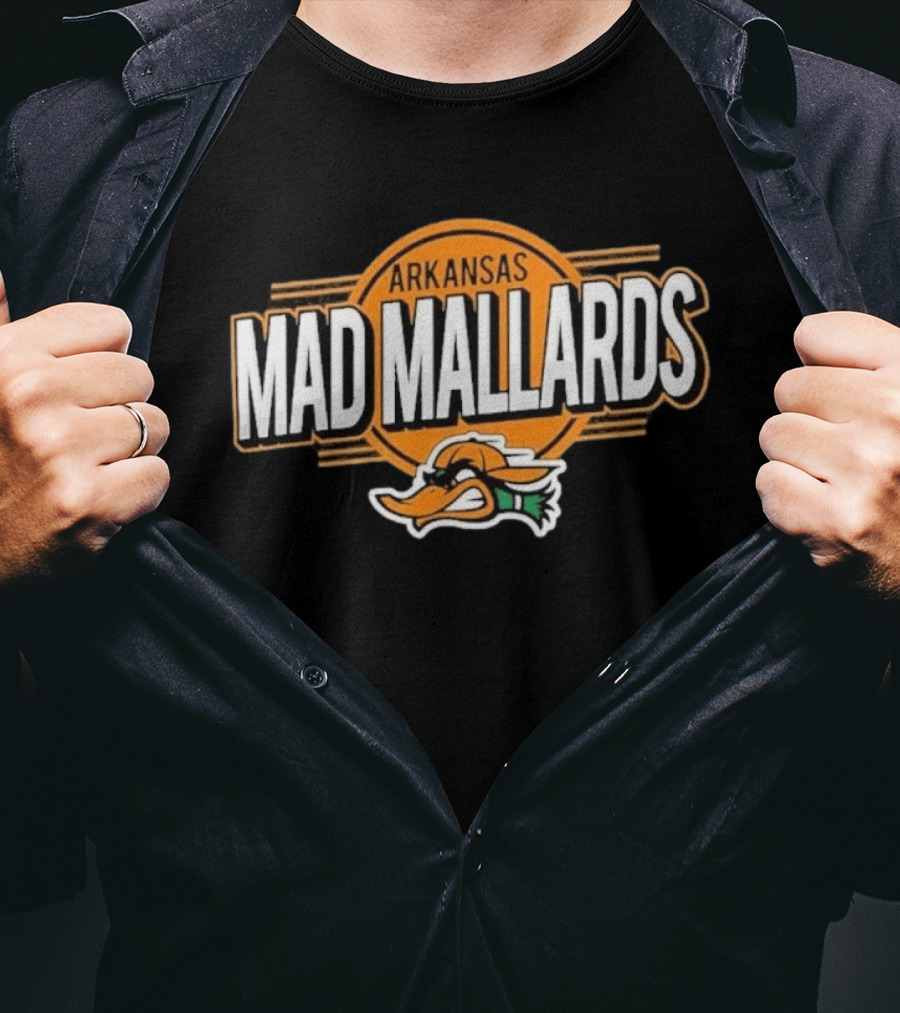 Arkansas Mad Mallards Logo With Duck Face T-Shirt