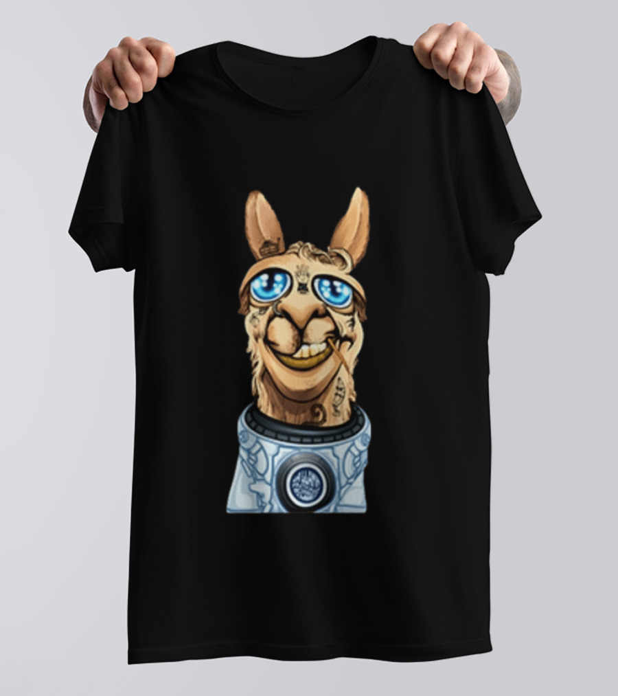 Astronaut Llama Space Adventure With Cosmic Glasses And Spacesuit T-Shirt
