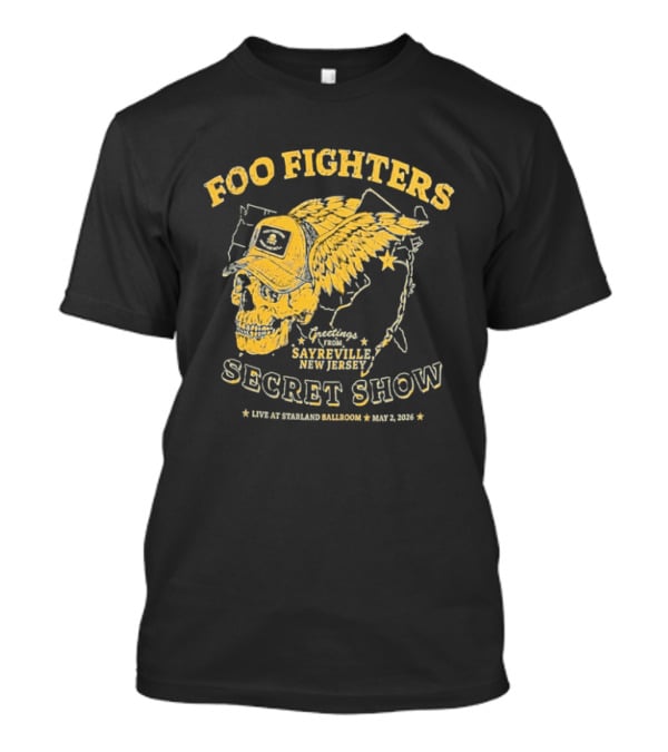 Foo Fighters Sayreville New Jersey 2026 Secret Show Winged Skull Starland Ballroom May 2 T-Shirt