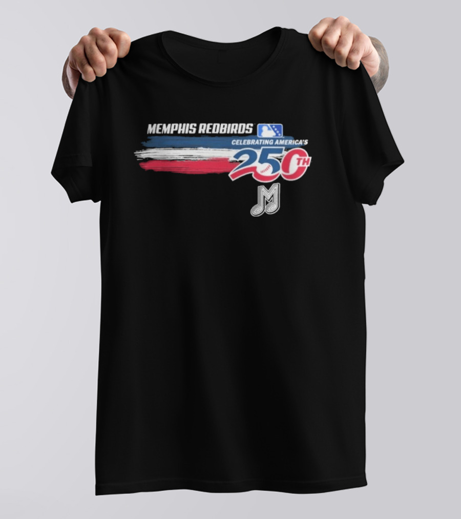 Memphis Redbirds Celebrating America's 250th MILB Music Note T-Shirt