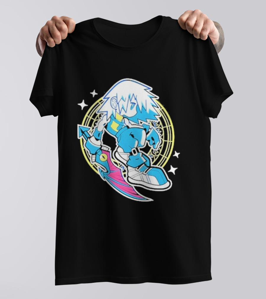 Riku Anime Cartoon Character With Sword And Stars In Pastel T-Shirt