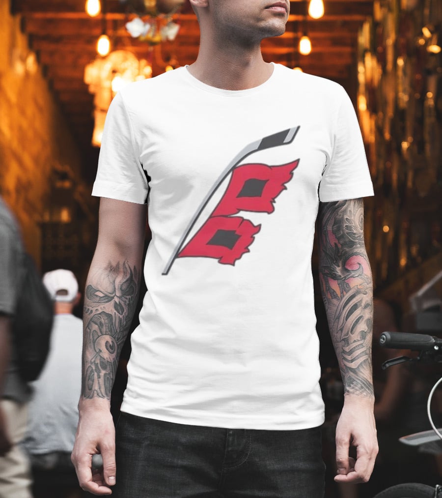 Carolina Hurricanes Red Storm Surge Hockey Stick Flag T-Shirt