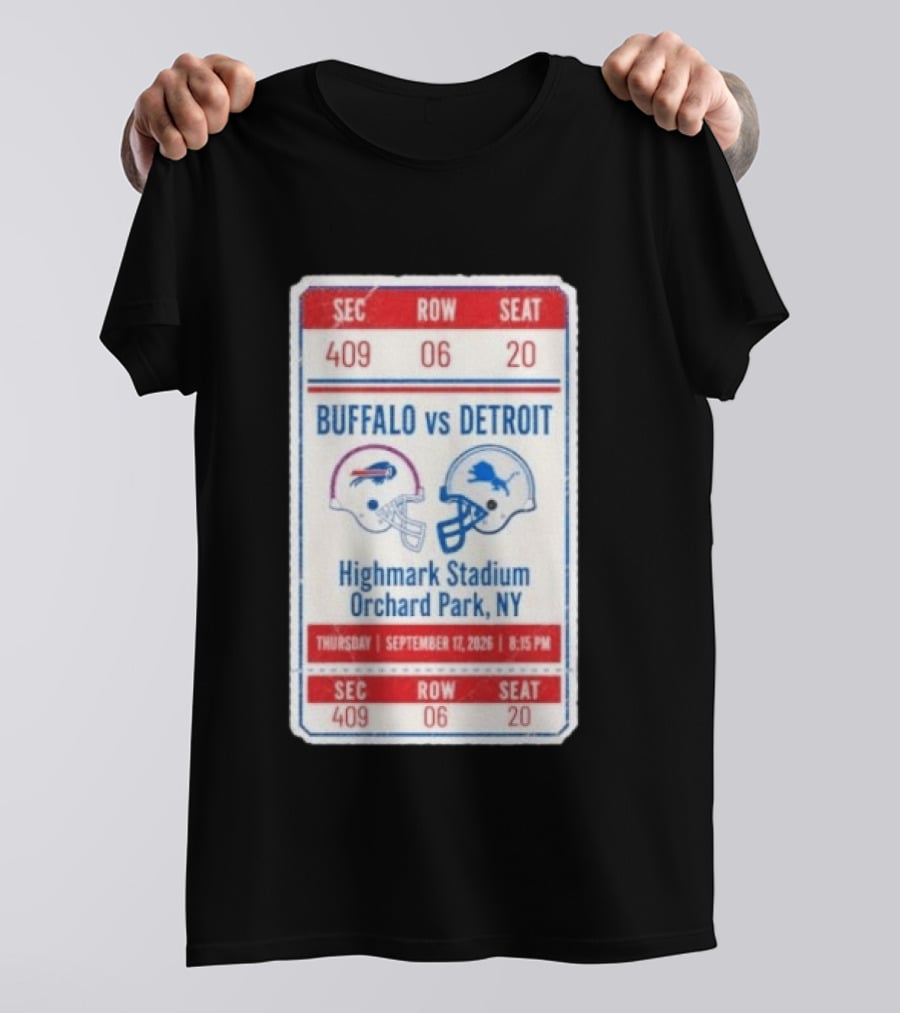 Buffalo Vs Detroit Highmark Stadium Orchard Park NY September 12 2026 Football Match Helmets T-Shirt