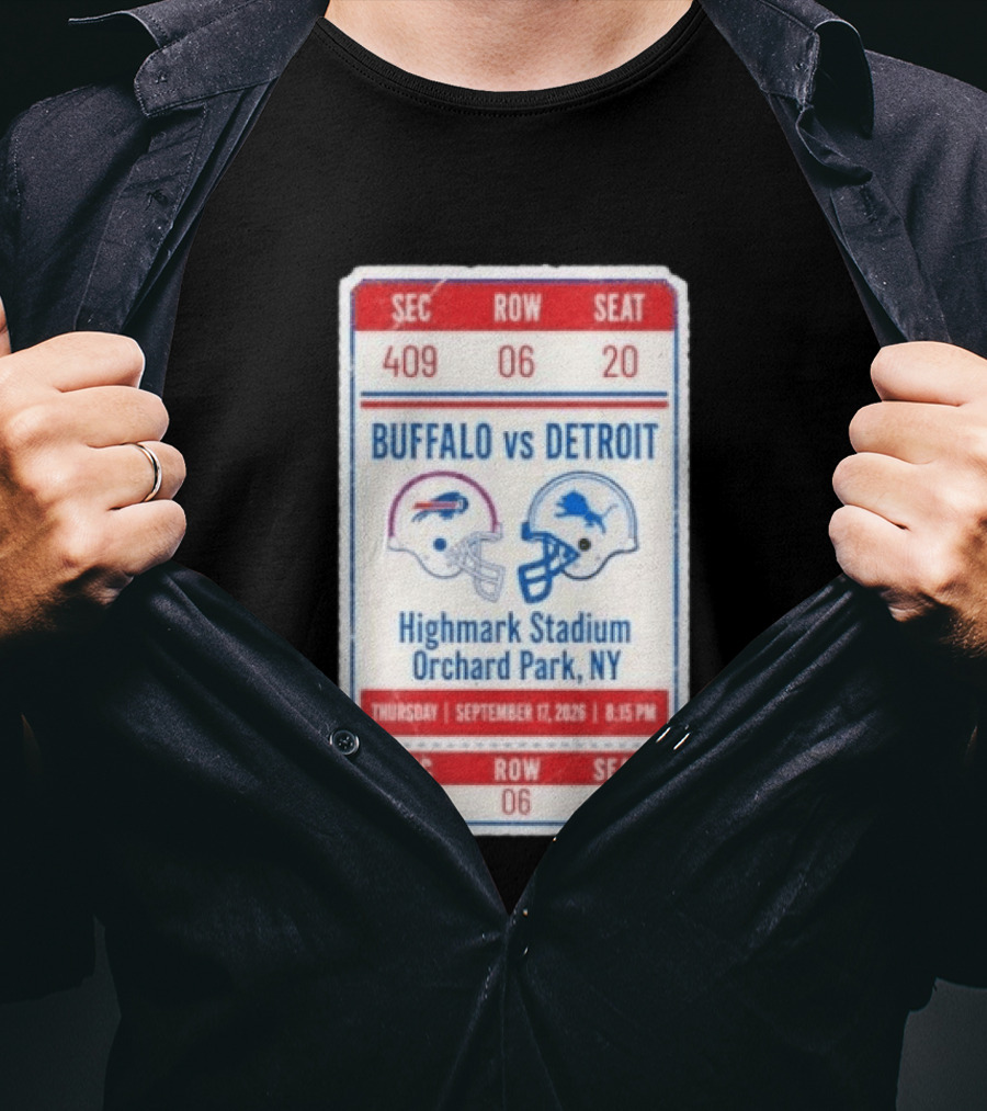 Buffalo Vs Detroit Highmark Stadium Orchard Park NY September 12 2026 Football Match Helmets T-Shirt