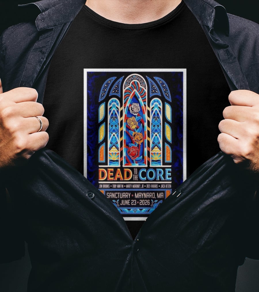 Dead To The Core Sanctuary Maynard MA June 23 2026 Floral Stained Glass T-Shirt