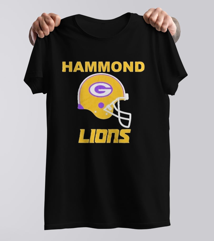 Hammond Lions Yellow Football Helmet Team Spirit T-Shirt