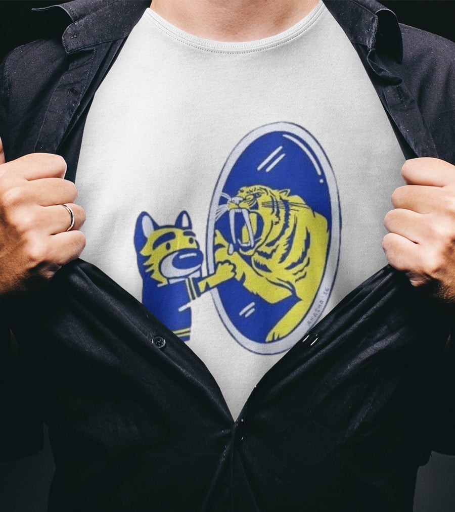 Buffalo Sabres Saber Tooth Tiger Mirror Reflection Comic T-Shirt