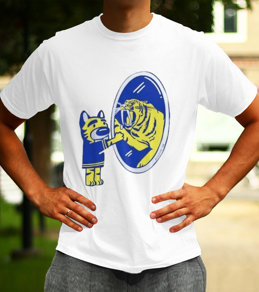 Buffalo Sabres Saber Tooth Tiger Mirror Reflection Comic T-Shirt