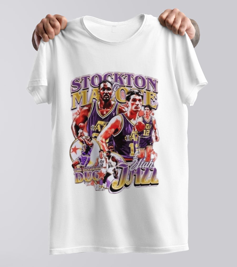 Stockton To Malone Utah Jazz Dynamic Duo Basketball Legends T-Shirt