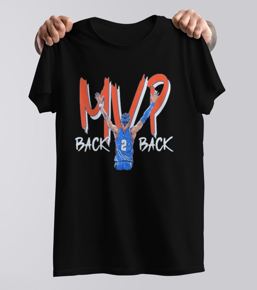Shai Gilgeous Alexander SGA Back 2 Back MVP Basketball Star Number 2 T-Shirt