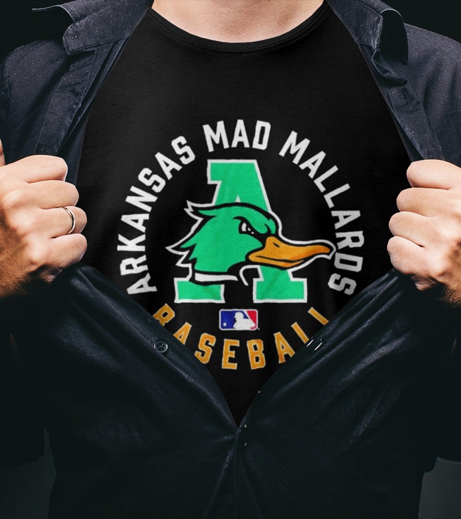 Arkansas Mad Mallards Baseball Team Logo With Iconic Duck And MLB T-Shirt