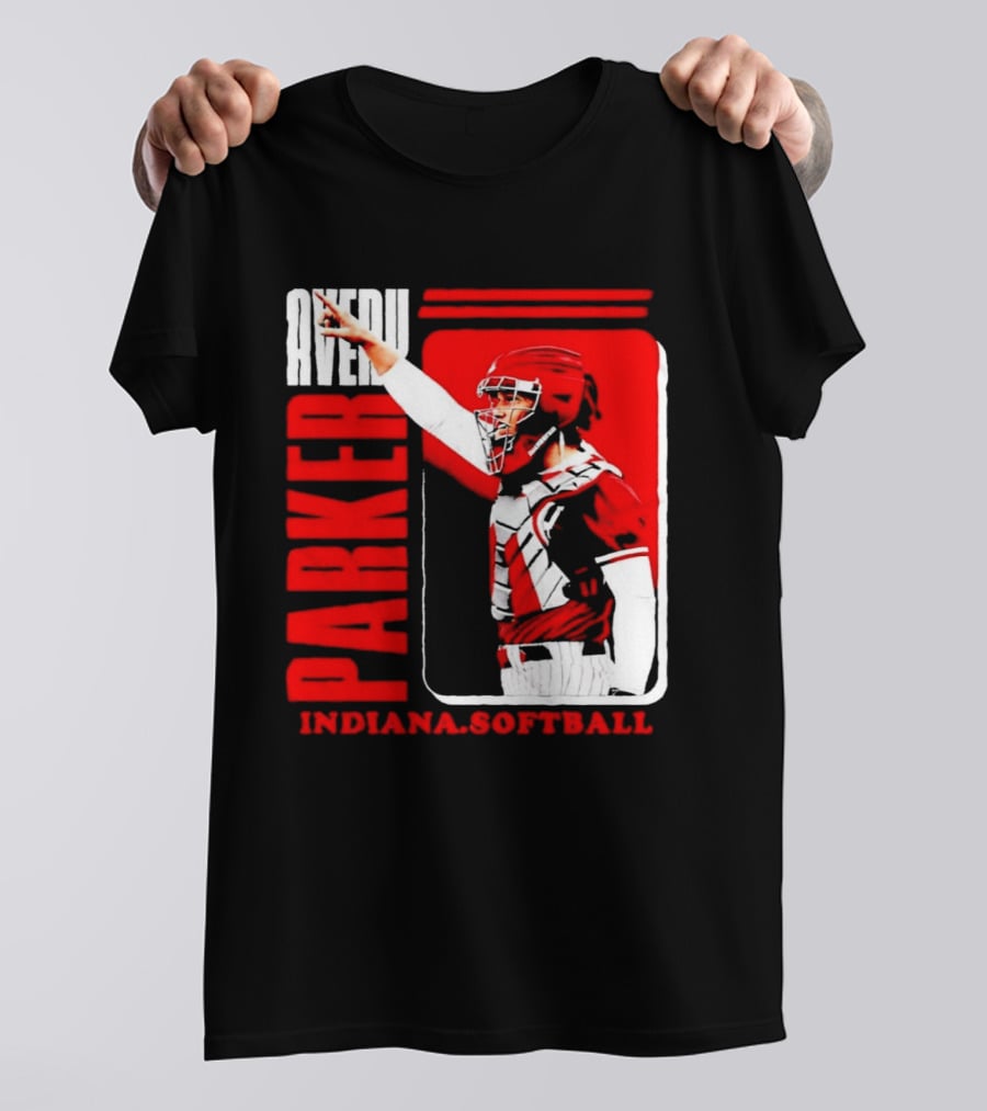 Avery Parker Indiana Softball Catcher Player Red And White Uniform T-Shirt