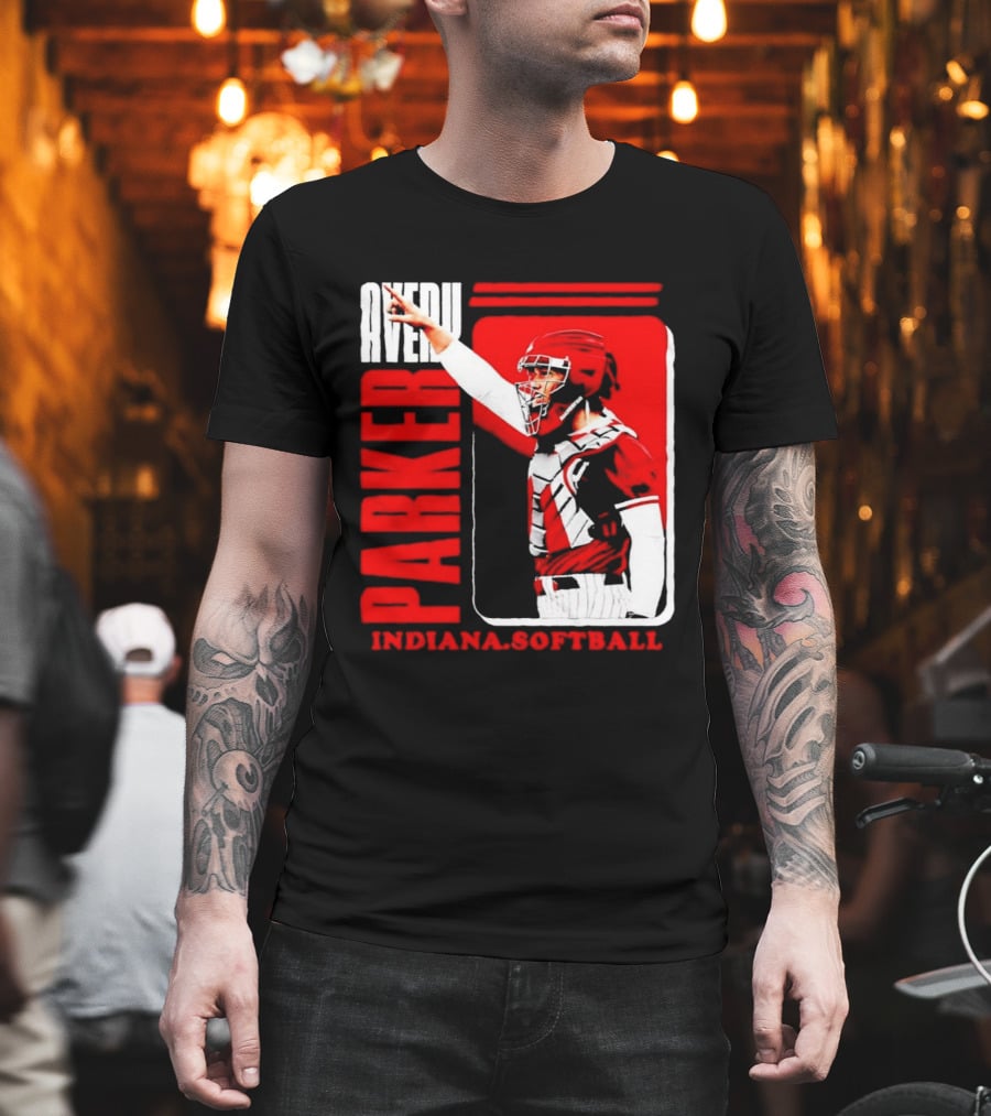 Avery Parker Indiana Softball Catcher Player Red And White Uniform T-Shirt