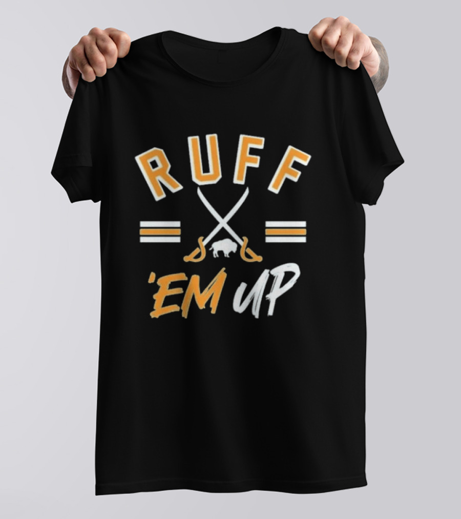 Buffalo Sabres Ruff 'Em Up Hockey Sticks And Buffalo T-Shirt