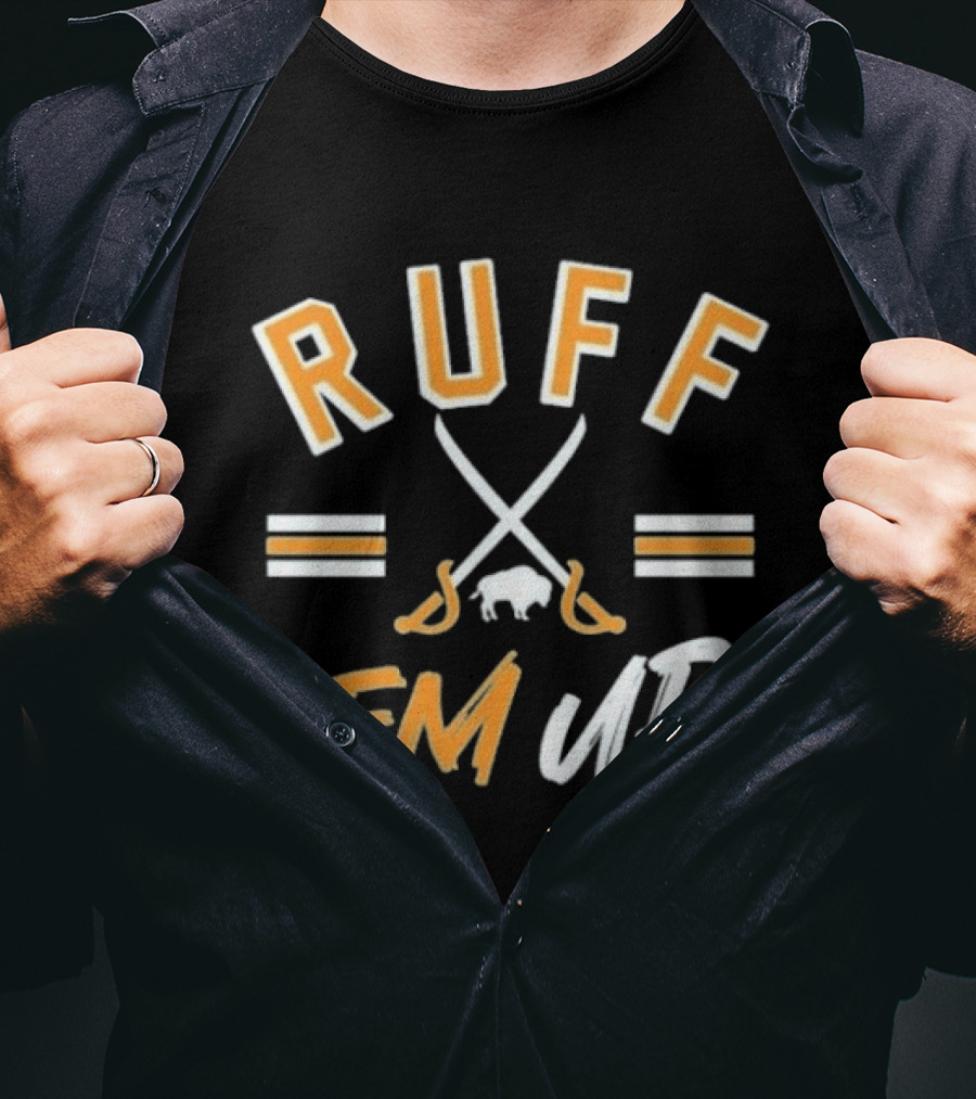 Buffalo Sabres Ruff 'Em Up Hockey Sticks And Buffalo T-Shirt