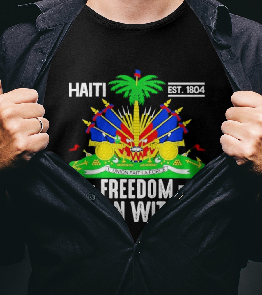 Haiti Freedom Began With Us Est. 1804 Haitian Heritage Flag T-Shirt