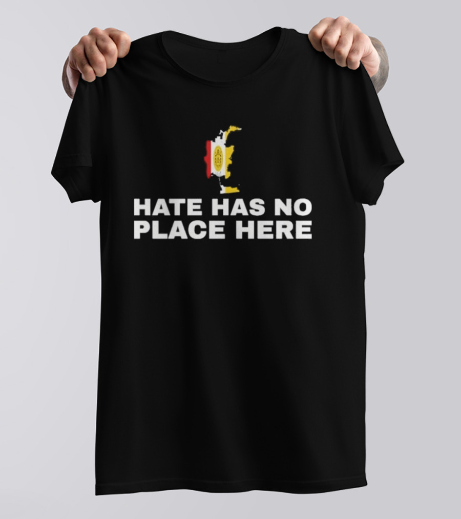 Hate Has No Place Here Multicolor Paintbrush Stroke Motif T-Shirt