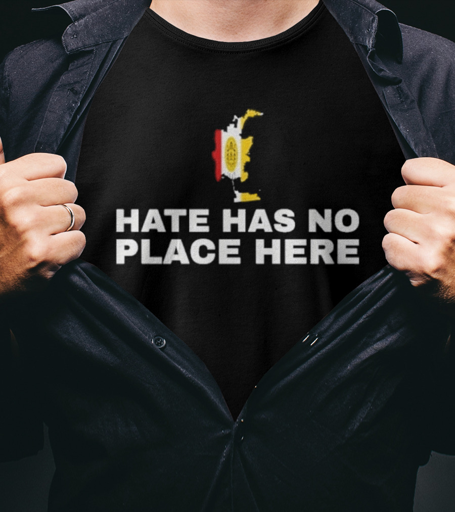 Hate Has No Place Here Multicolor Paintbrush Stroke Motif T-Shirt