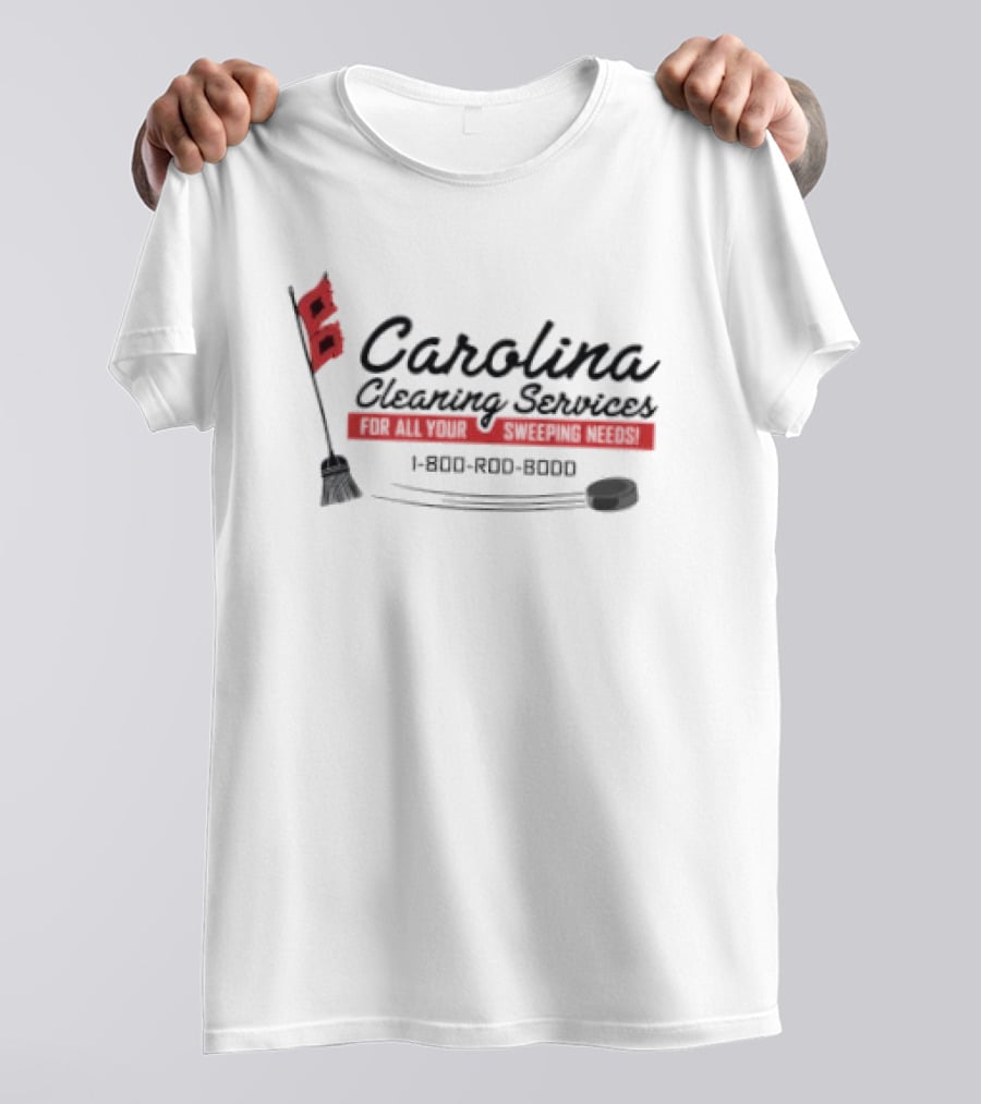 Carolina Cleaning Services NHL Hockey Broom Design 1 800 ROO ROO ROO T-Shirt