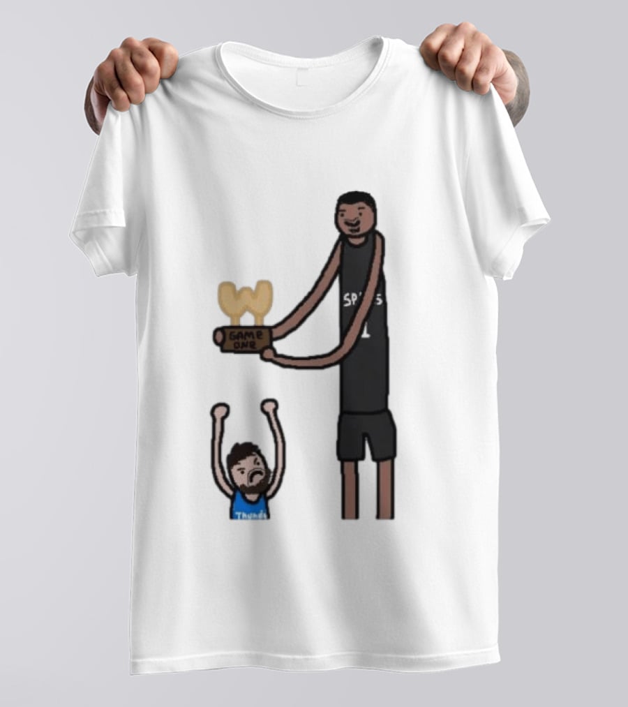 Spurs Victor Wembanyama Game One Vs Thunder Basketball Cartoon T-Shirt