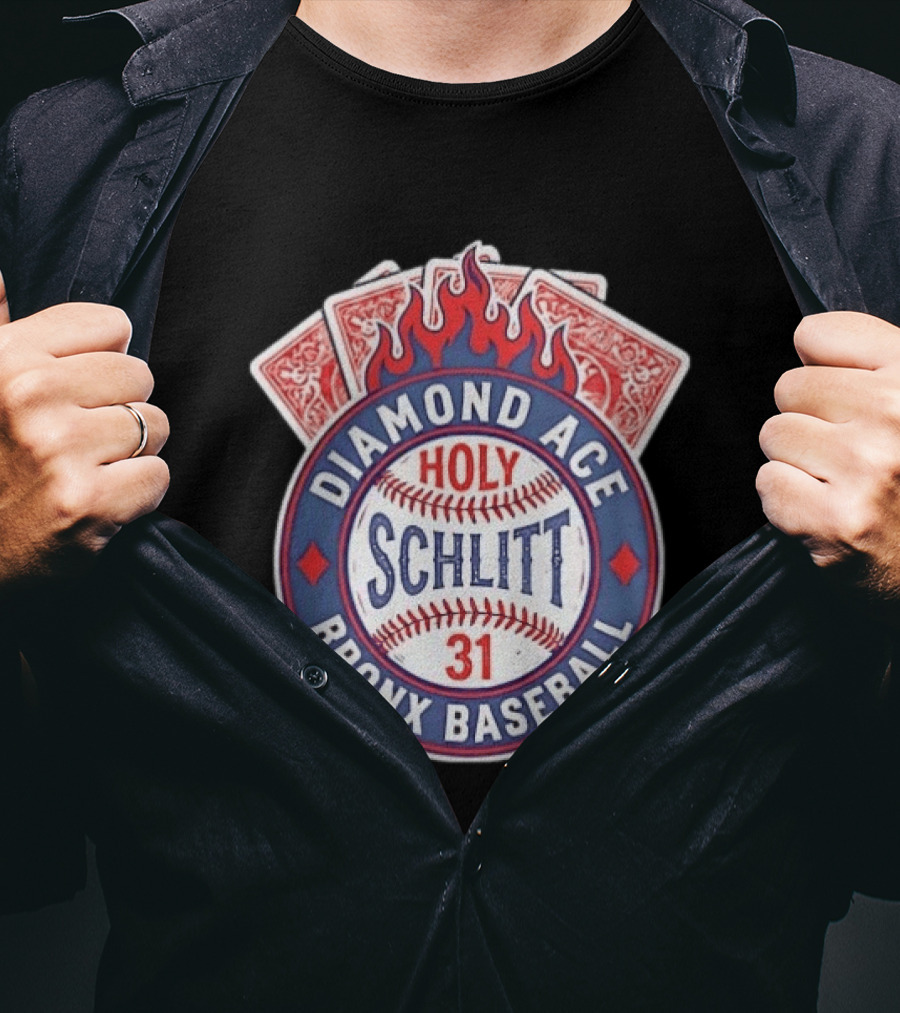 Diamond Ace Holy Schlitt Bronx Baseball 31 Cards Flame T-Shirt