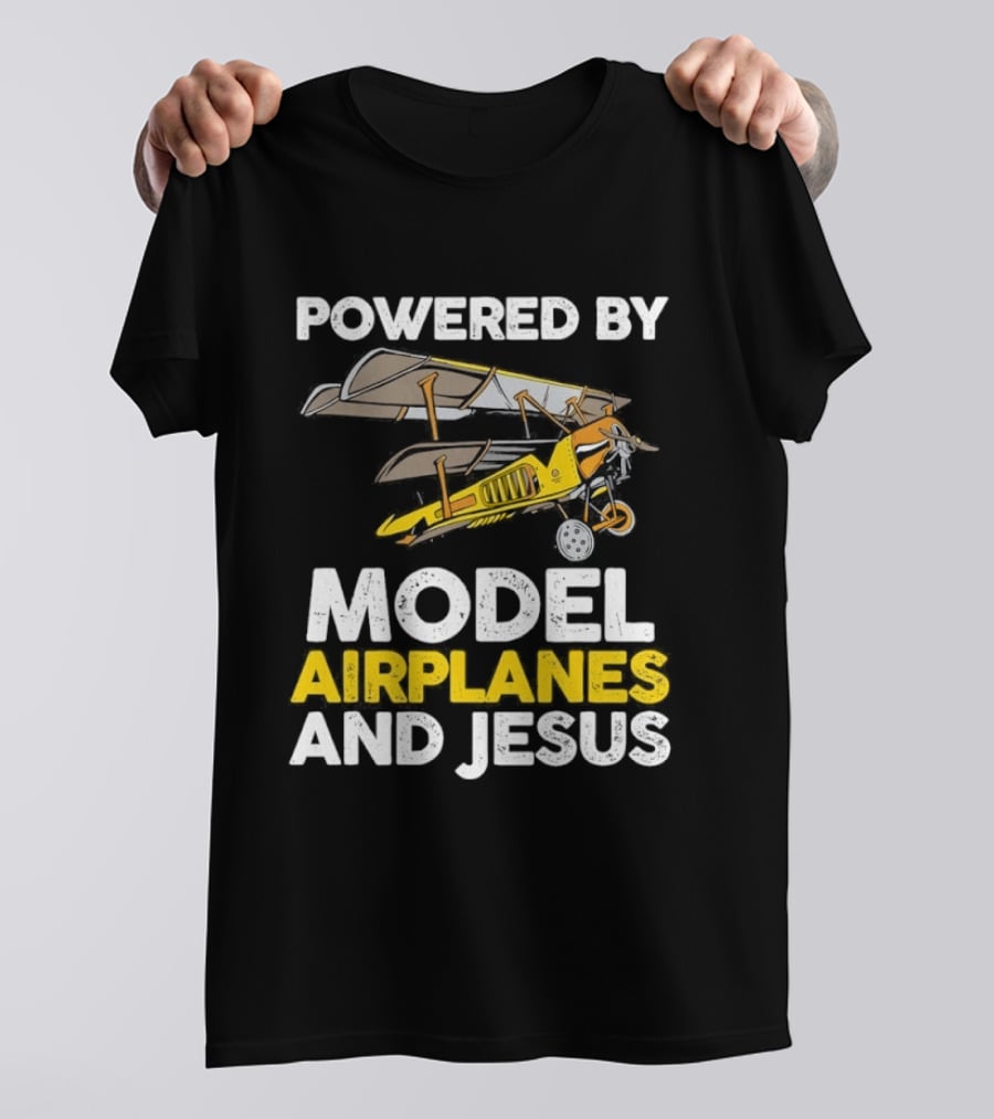 Powered By Model Airplanes And Jesus Vintage Aviation Enthusiasts Faith Based Collectible T-Shirt
