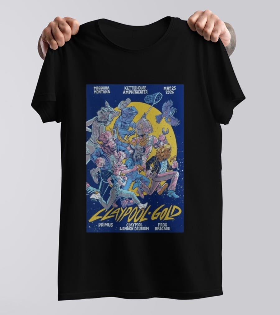 Missoula Montana KettleHouse Amphitheater May 25 2026 Claypool Lennon Delirium Frog Brigade Primus T-Shirt