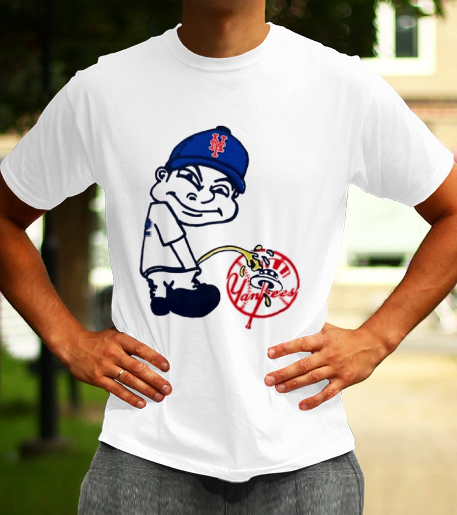 New York Mets Fans Rivalry Yankees Humorous Cartoon T-Shirt