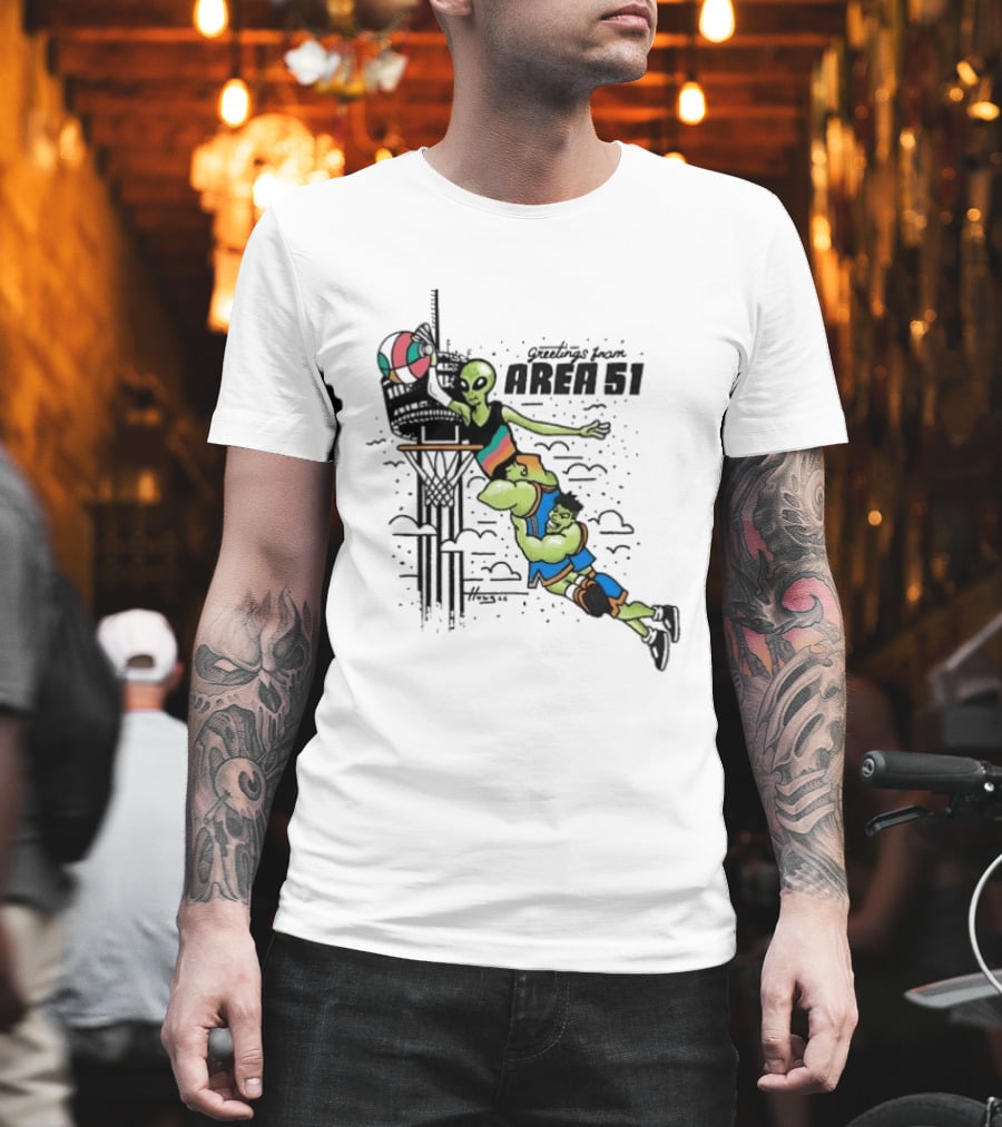 Victor Wembanyama Alien Greetings From Area 51 Basketball Dunk Scene T-Shirt