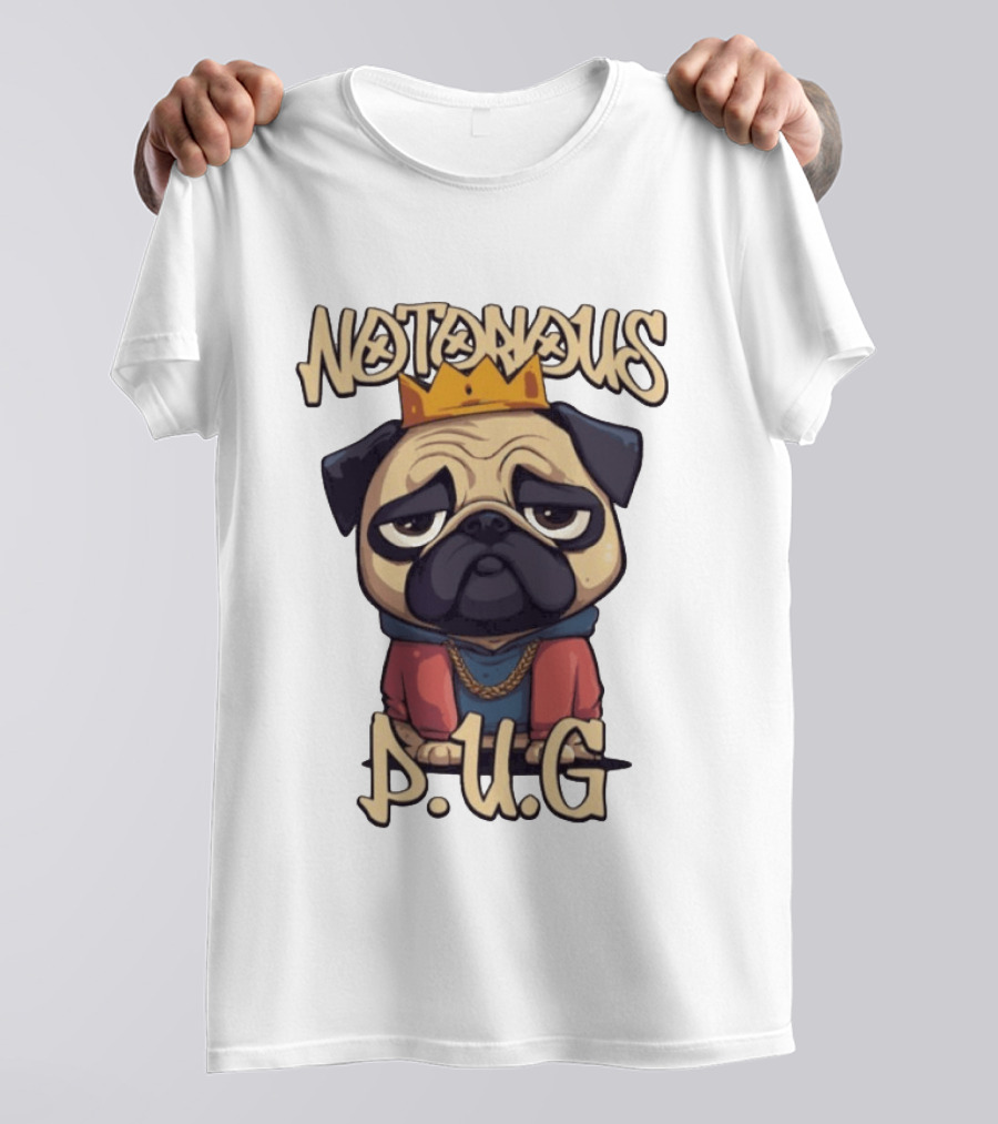 Notorious Pug Iconic Crowned Cartoon 90s Rap T-Shirt