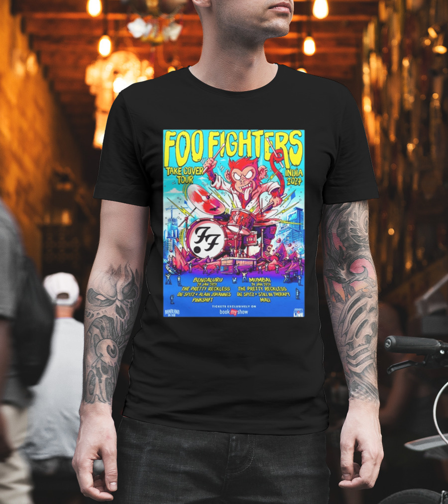 Foo Fighters Take Cover Tour India 2027 Bengaluru Mumbai The Pretty Reckless Die Spitz Alain Johannes Punkshit Still In Therapy Mali January 29 31 T-Shirt