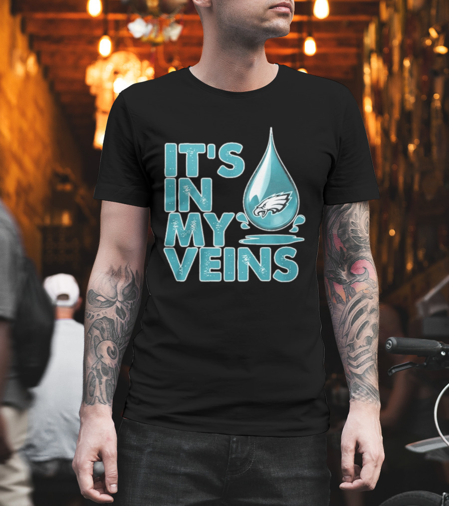Philadelphia Eagles It's In My Veins Dripping Logo Fan Pride T-Shirt