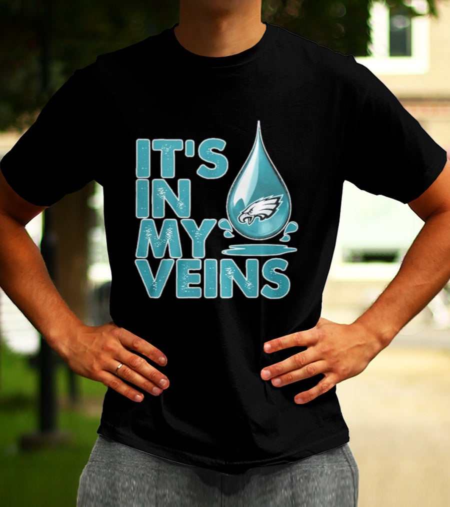 Philadelphia Eagles It's In My Veins Dripping Logo Fan Pride T-Shirt