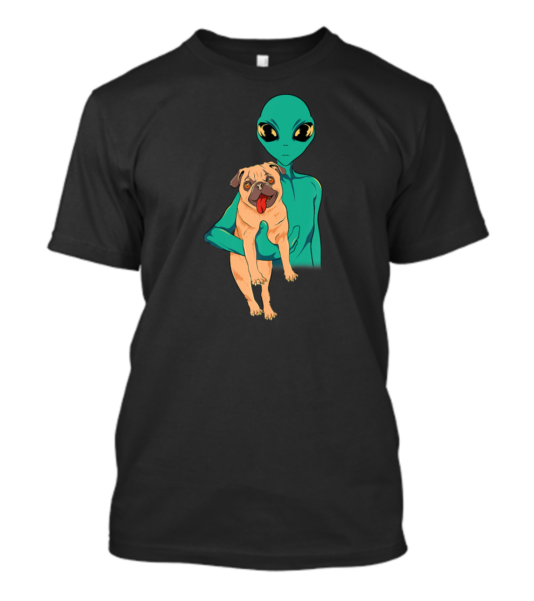 Funny Pug Alien Trippy Dog With Green Extraterrestrial T-Shirt