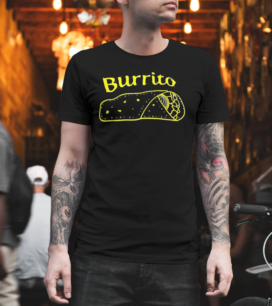 Burrito Sketch Yellow Food T-Shirt