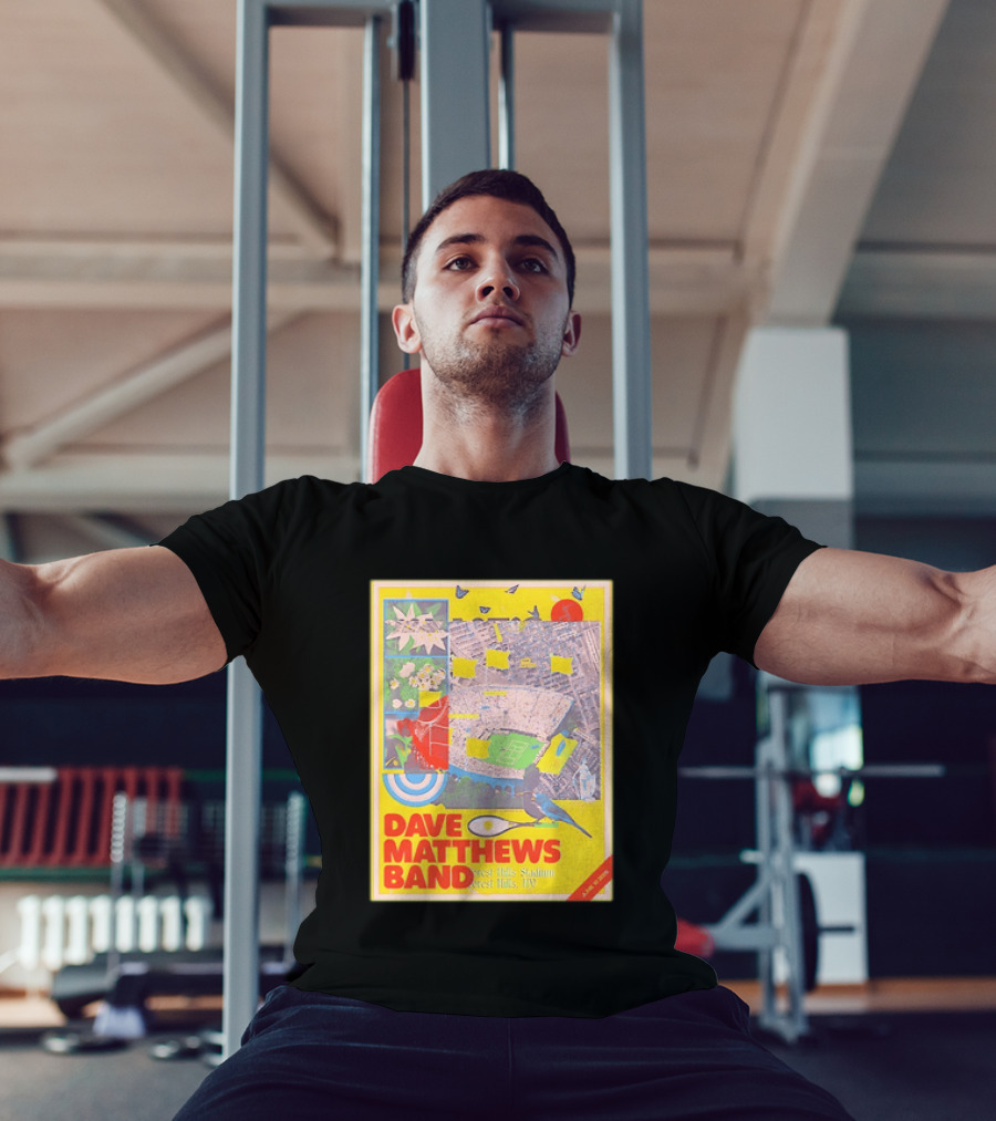 Dave Matthews Band Forest Hills NY 2026 Stadium June 10 Art Collage Stadium Map And Bird T-Shirt