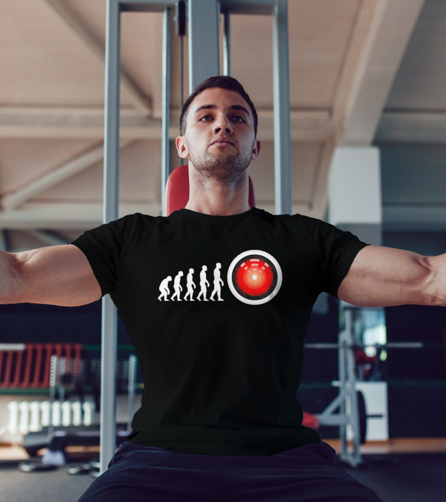 Human Evolution To HAL 9000 AI 2001 Space Odyssey Humor T-Shirt