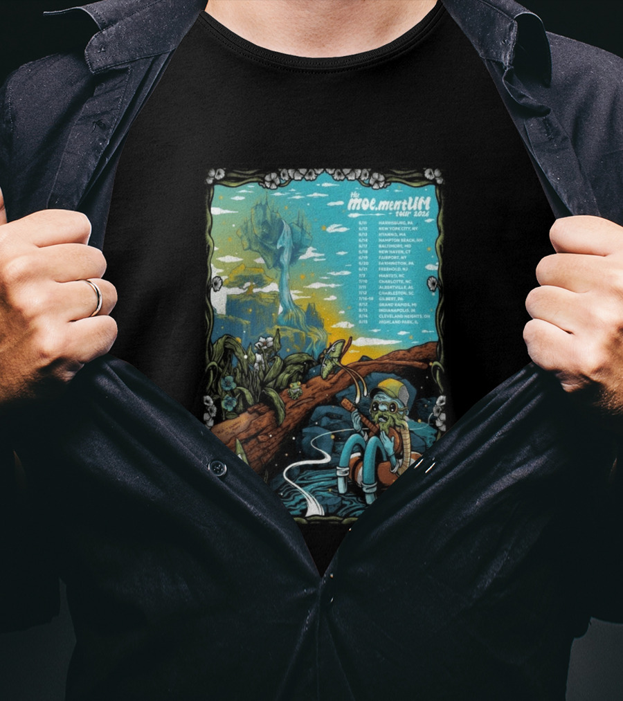 Moe.mentum Tour 2026 Dates With Surreal Nature Imagery And Character In Chill Scene T-Shirt