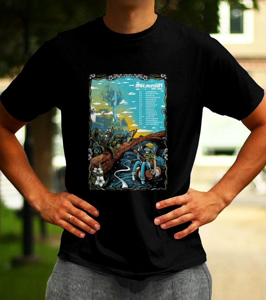 Moe.mentum Tour 2026 Dates With Surreal Nature Imagery And Character In Chill Scene T-Shirt