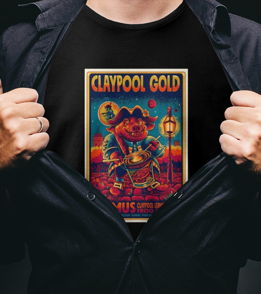 Claypool Gold Primus Frog Brigade June 10 2026 Leader Bank Pavilion Boston MA T-Shirt