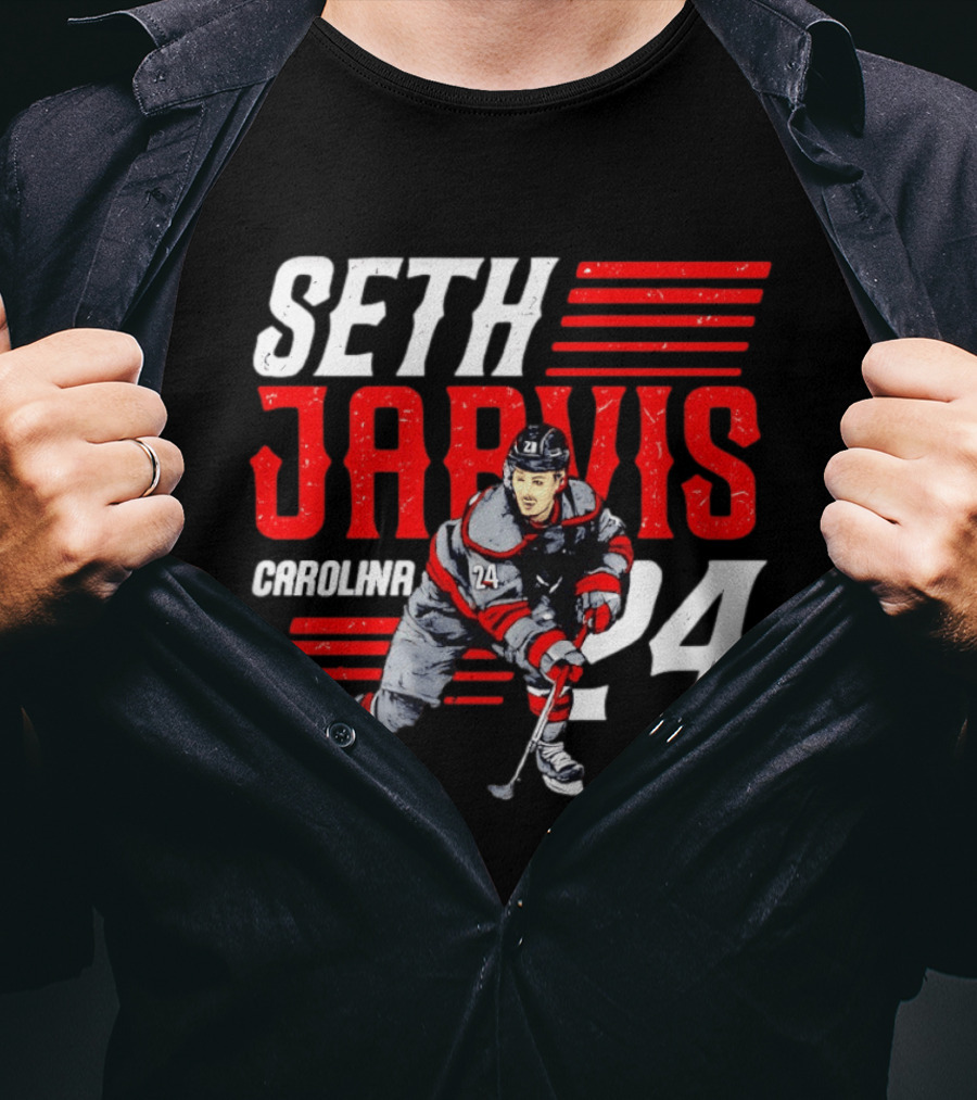 Seth Jarvis 24 Carolina Hurricanes Hockey Player T-Shirt