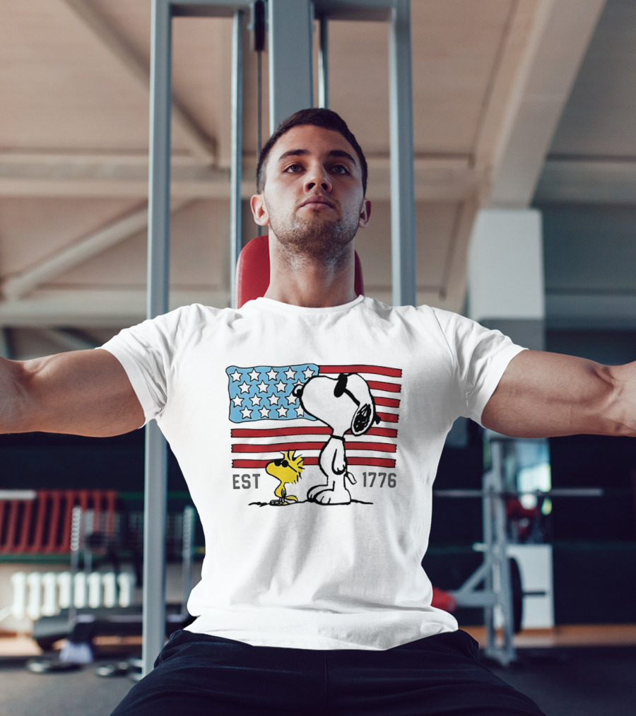 America 250th Anniversary 1776 Snoopy Woodstock With Stars And Stripes T-Shirt