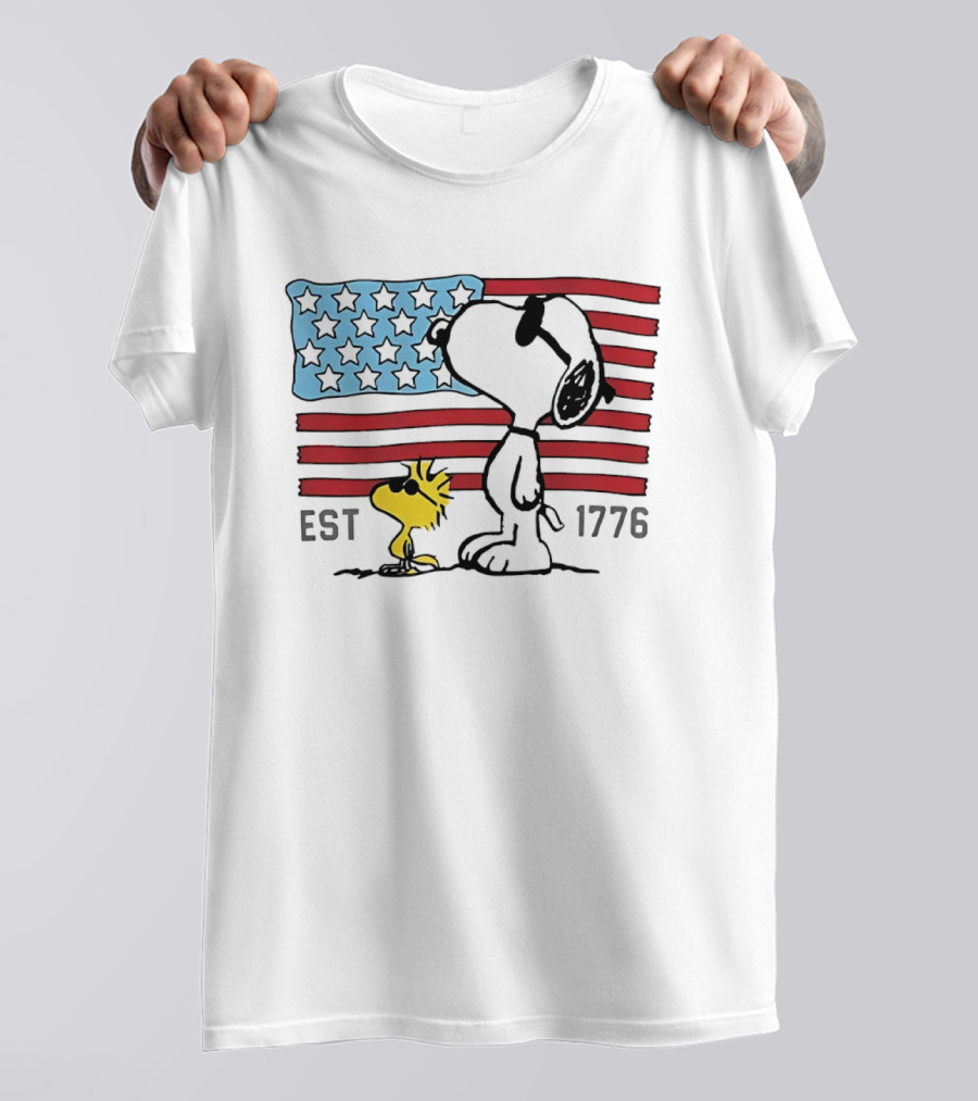 America 250th Anniversary 1776 Snoopy Woodstock With Stars And Stripes T-Shirt
